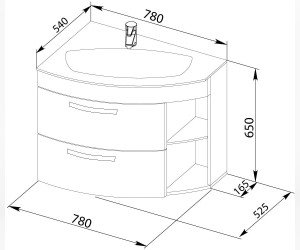 Тумба под раковину De Aqua Трио Люкс-80 New 80 см с подсветкой (201706/201707)