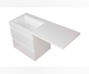 Тумба под раковину Style Line Даллас 130 СС-00000600 Люкс Plus, 130 см, подвесная, белая, левая