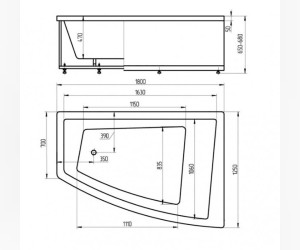 Акриловая ванна Aquatek Оракул 180 х 125 см, с фронтальным экраном и вклеенным каркасом, левая/правая