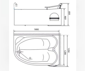 Ванна гидромассажная Appollo А-0919R, 180 х 125 см, правая