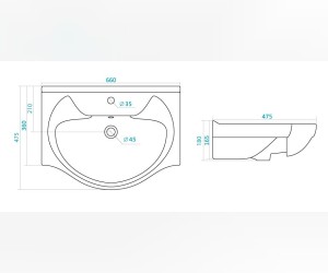 Раковина Santek Байкал, 1WH109651, 66 x 47.5, белая