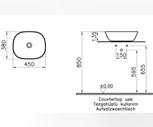 Раковина Vitra Plural накладная 45 х 38 см, цвет белый матовый, 7810B401-0016