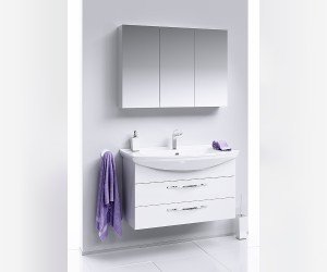 Подвесная тумба с двумя ящиками с умывальником