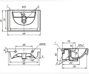 Мебельная раковина Dreja Мини 60 СК 641785 60 см, цвет белый