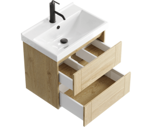 Подвесная тумба 60 см с двумя ящиками в цвете дуб давос, с умывальником