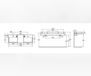 Раковина Jacob Delafon Terrace, без подсветки, 150 х 49 см, EXA112-00