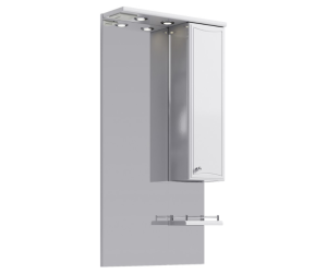 Зеркало с полочкой, шкафчиком, а также светодиодной подсветкой,включателем и розеткой