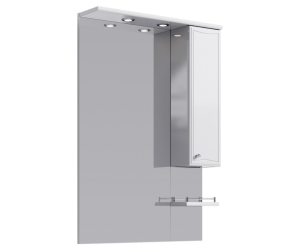 Зеркало с полочкой, шкафчиком, а также светодиодной подсветкой,включателем и розеткой