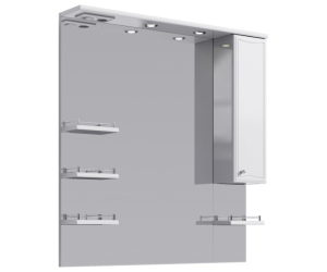 Зеркало с полочками,шкафчиком,а также светодиодной подсветкой,выключателем и розеткой