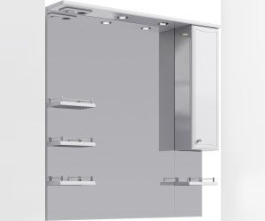 Зеркало с полочками,шкафчиком,а также светодиодной подсветкой,выключателем и розеткой