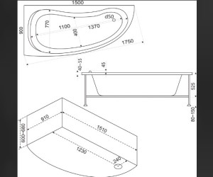 Ванна акриловая Bas Алегра 150x90 L/R без гидромассажа (В 00001/В 00002)