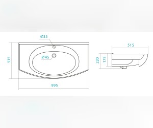 Раковина Santek Энигма100, 1WH207777, 99.5.3 x 51.5 см, фарфор, белая