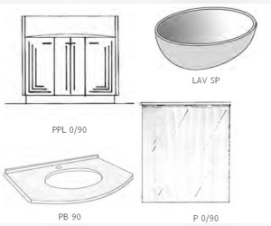 Комплект мебели Labor Legno PARIS 90, белый лак/хром
