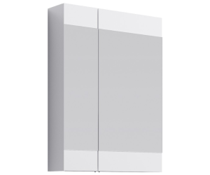 Зеркальный шкаф с двумя дверьми и внутренними стеклянными полочками