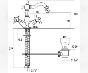Смеситель Gattoni Vivaldi 12350C0 для биде, бронза