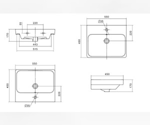 Раковина Santek Адриана 1WH501620 55 см, фарфор, белый