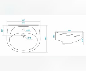 Раковина Santek Бриз 60 1.WH11.0.466 60*49 см с пьедесталом (опция)