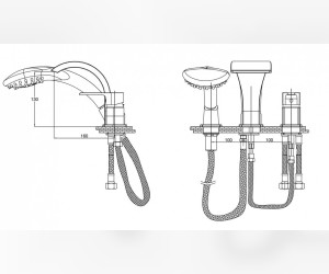 Смеситель GPD Atros MAK65, для ванны и душа, на борт ванны, хром