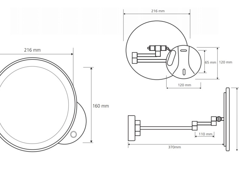 Косметическое зеркало Bemeta 112101149 21.6 x 37 x 21.6 см, с подсветкой, хром