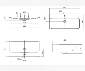 Раковина Santek Адриана 1WH501629 90 см, фарфор, белый