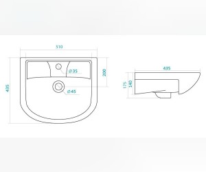 Раковина Santek Ладога-50 WH110256, 51 x 44 см