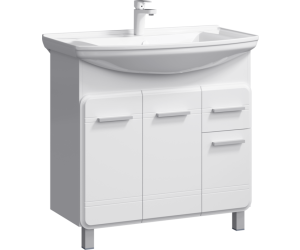 Напольная тумба с тремя дверьми и одним ящиком с умывальником