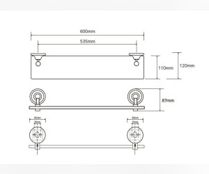 Полка стеклянная Bemeta Retro 144202248 60 x 12 x 8.7 см, хром/золото