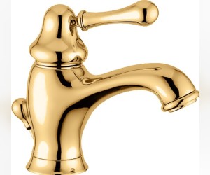 Смеситель для раковины Bugnatese Maya 8913DO, с донным клапаном, золото