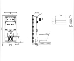 Инсталляция Jacob Delafon E21750RU-00 с безободковым унитазом Struktura EDE102, сиденье микролифт, клавиша черная, (E29025+E20859-7-BMT+EDE102+E20606)