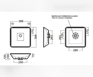 Раковина Hatria Happy Hour Y0QR 01 10:00 39,8*39,8 см для установки на столешницу