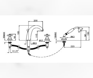 Смеситель Gattoni Vivaldi 12400 для ванны, золото