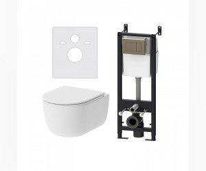 Инсталляция с унитазом Damixa DX86.IS10151.1700 сиденье микролифт, клавиша хром