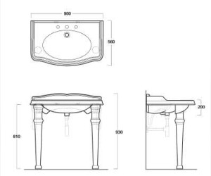 Раковина Simas Arcade AR 864 bi, 90*56 см (AR864bi*3)
