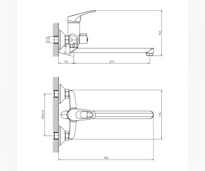Смеситель Decoroom DR21043, для ванны и душа, хром