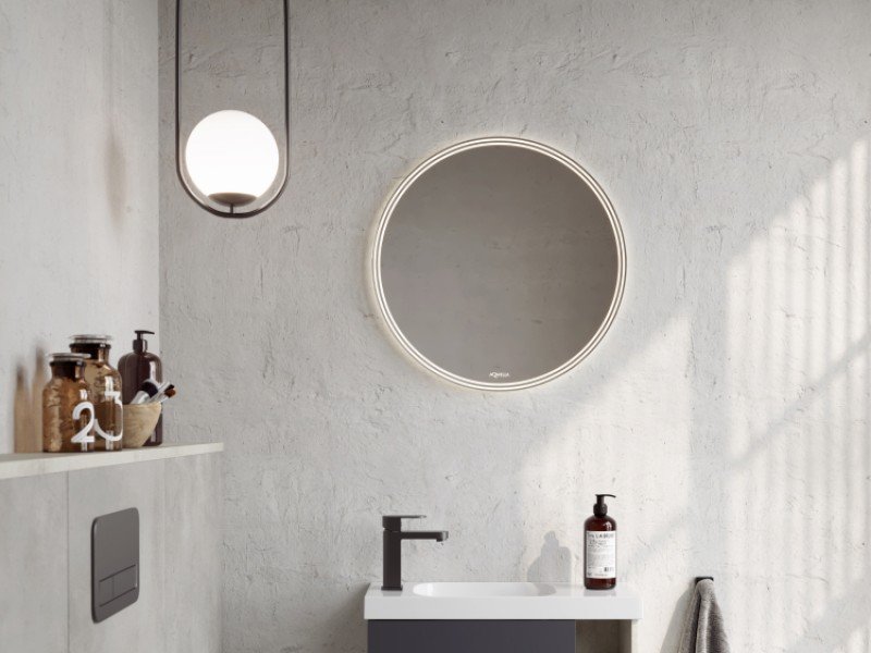 Зеркало со светодиодной подсветкой, сенсорным выключателем, регулятором освещенности и обогревом