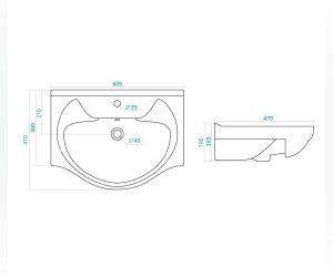Раковина Santek Байкал, 1WH109652, 60.5 x 47, белая