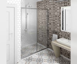 Душевая перегородка Радомир 120 см, 1-63-2-0-0-1080, стекло прозрачное, хром