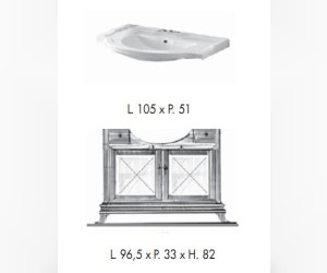Тумба под раковину Labor Legno MARRIOT MPL 105 V, под раковину с стеклянными вставками, вишня/бронза 96,5*33*82 см, напольная