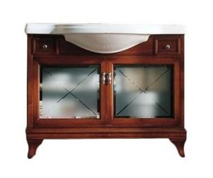 Тумба под раковину Labor Legno MARRIOT MPL 105 V, под раковину с стеклянными вставками, вишня/бронза 96,5*33*82 см, напольная