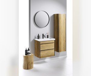 Зеркало в металлической раме, цвет черный, диаметр 60 см