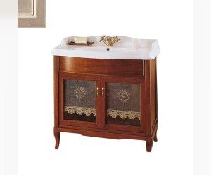 Тумба напольная Labor Legno VICTORIA HPL 90V PAT, под раковину и столешницу с стеклянными вставками, бежевый с патиной/бронза 82*52*81 см