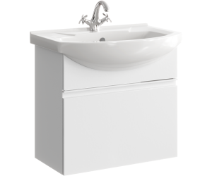 Подвесная тумба 65 см с одним ящиком в белом цвете, с умывальником