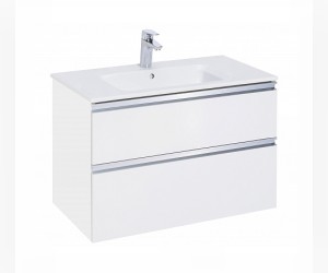 Тумба под раковину Roca The Gap 80 см, 857551806, 2 ящика, подвесная, белый глянцевый