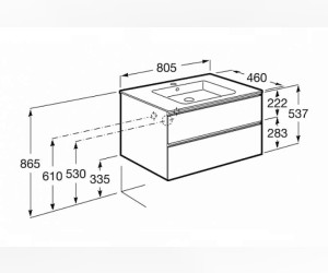 Тумба под раковину Roca The Gap 80 см, 857551806, 2 ящика, подвесная, белый глянцевый