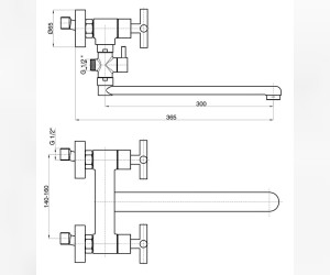 Смеситель GPD Nino AEB-8, для ванны и душа, хром