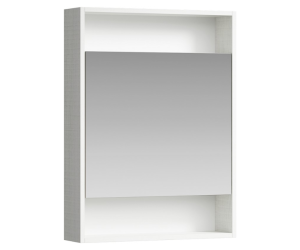 Универсальный левый/правый зеркальный шкаф с одной дверью и двумя открытыми полками, цвет дуб канадский