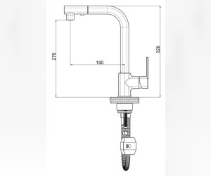 Смеситель GPD Pedra MES160, для кухонной мойки, хром