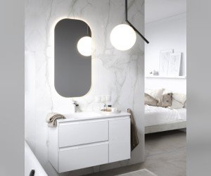 Зеркало со светодиодной подсветкой, сенсорным выключателем и регулятором освещенности.