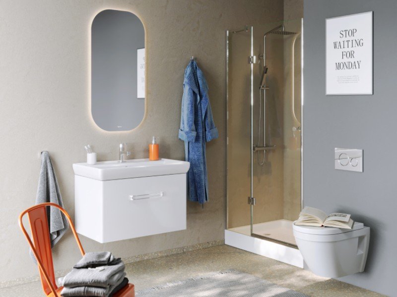 Зеркало со светодиодной подсветкой, сенсорным выключателем и регулятором освещенности.