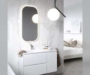 Зеркало со светодиодной подсветкой, сенсорным выключателем, регулятором освещенности и обогревом